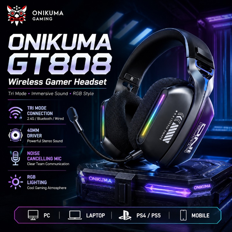 ONIKUMA GT808 Headset Gaming N - Esports Gaming Headphones ulasan dan harga