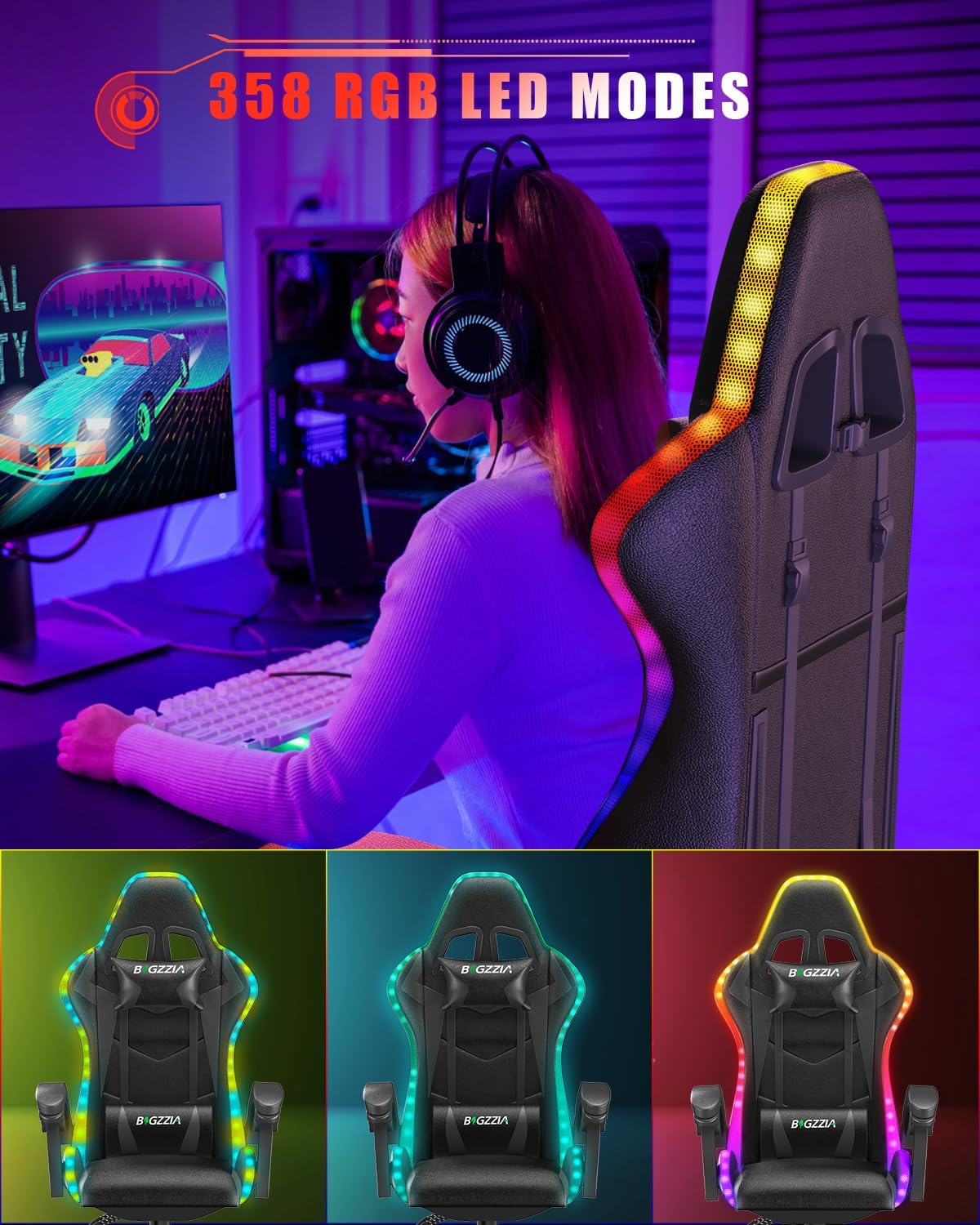 Kursi Gaming dengan Lampu LED  - Rgb Gaming Chair ulasan dan harga