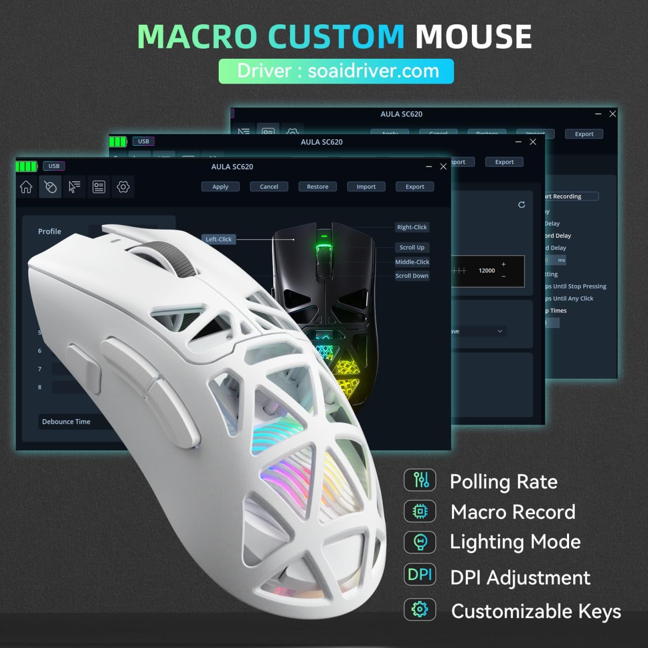 AULA SC620 Mouse Nirkabel Berk - Esports Gaming Mouse Weight Adjustable ulasan dan harga
