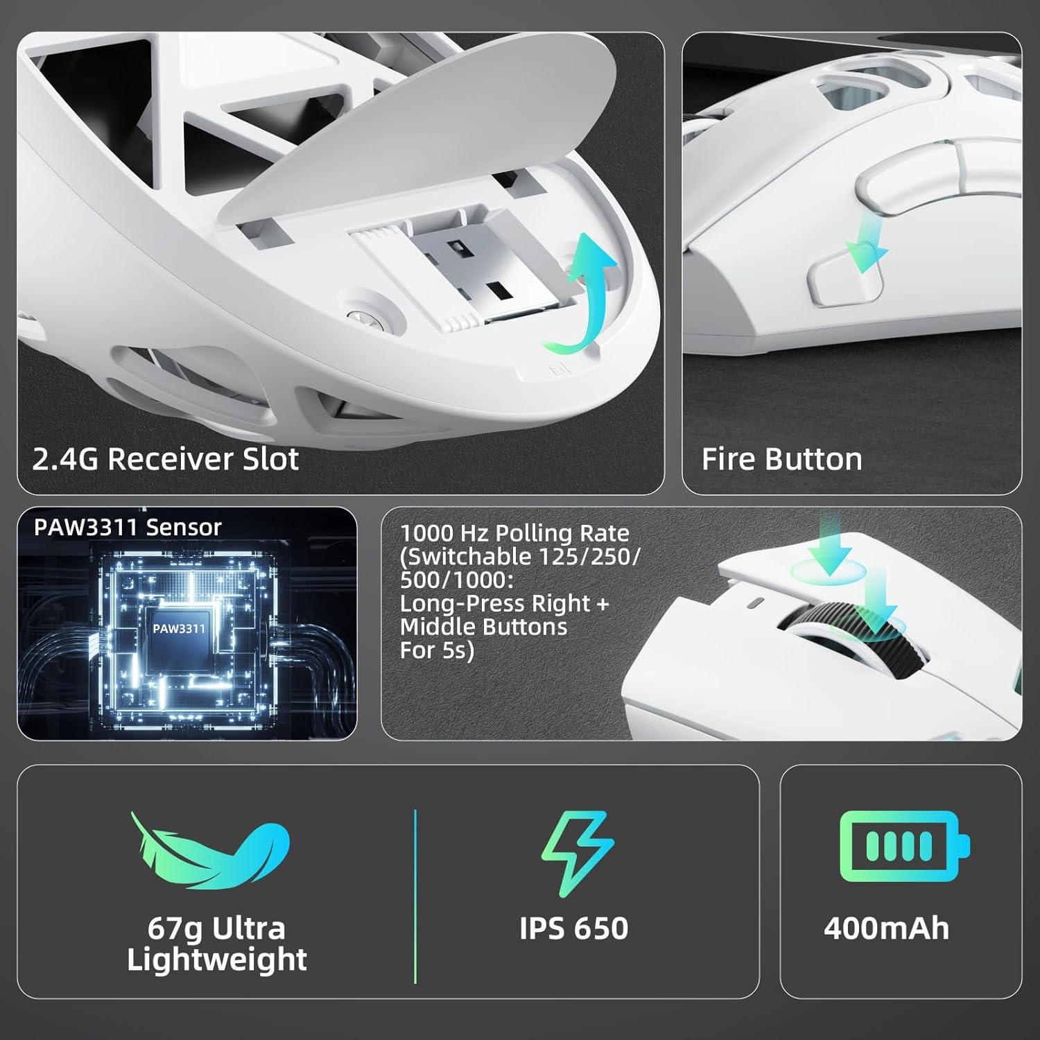 AULA SC620 Mouse Nirkabel Berk - Esports Gaming Mouse Weight Adjustable ulasan dan harga