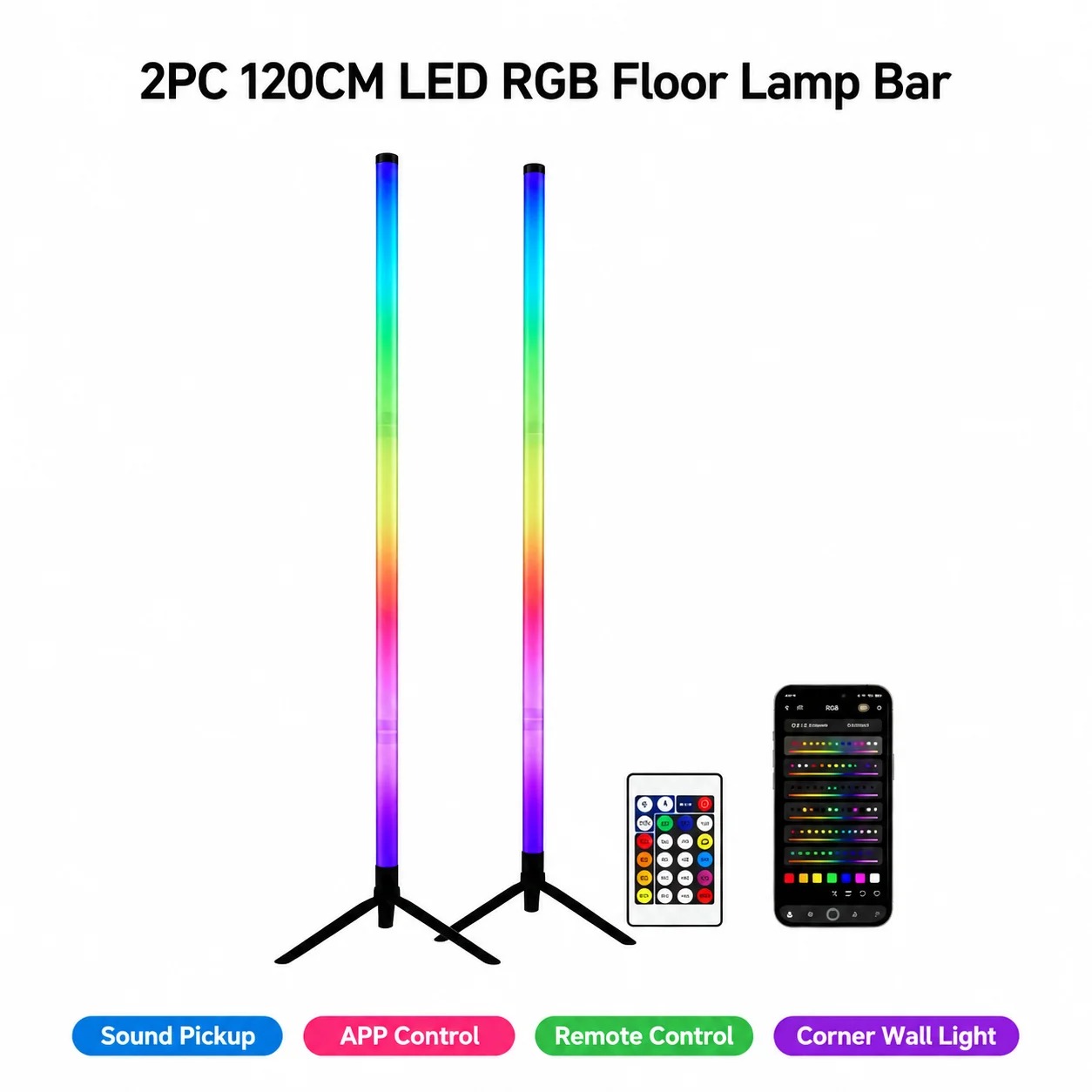 2PCS Lampu Lantai RGB 120CM, L - Esports Gaming ulasan dan harga